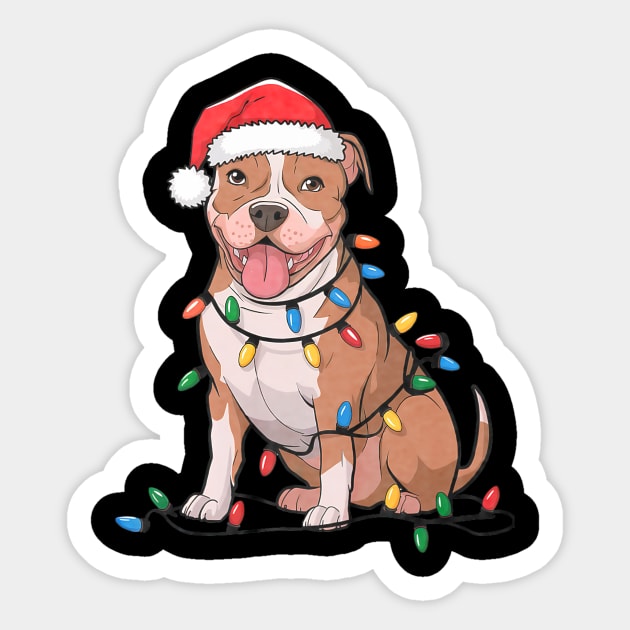 American Pit Bull Terrier Christmas Lights Xmas Dogs Sticker by yangho